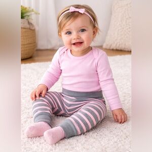 Hanes Baby 2-Piece Outfit Set Pink & Gray | 18–24M | NWOT